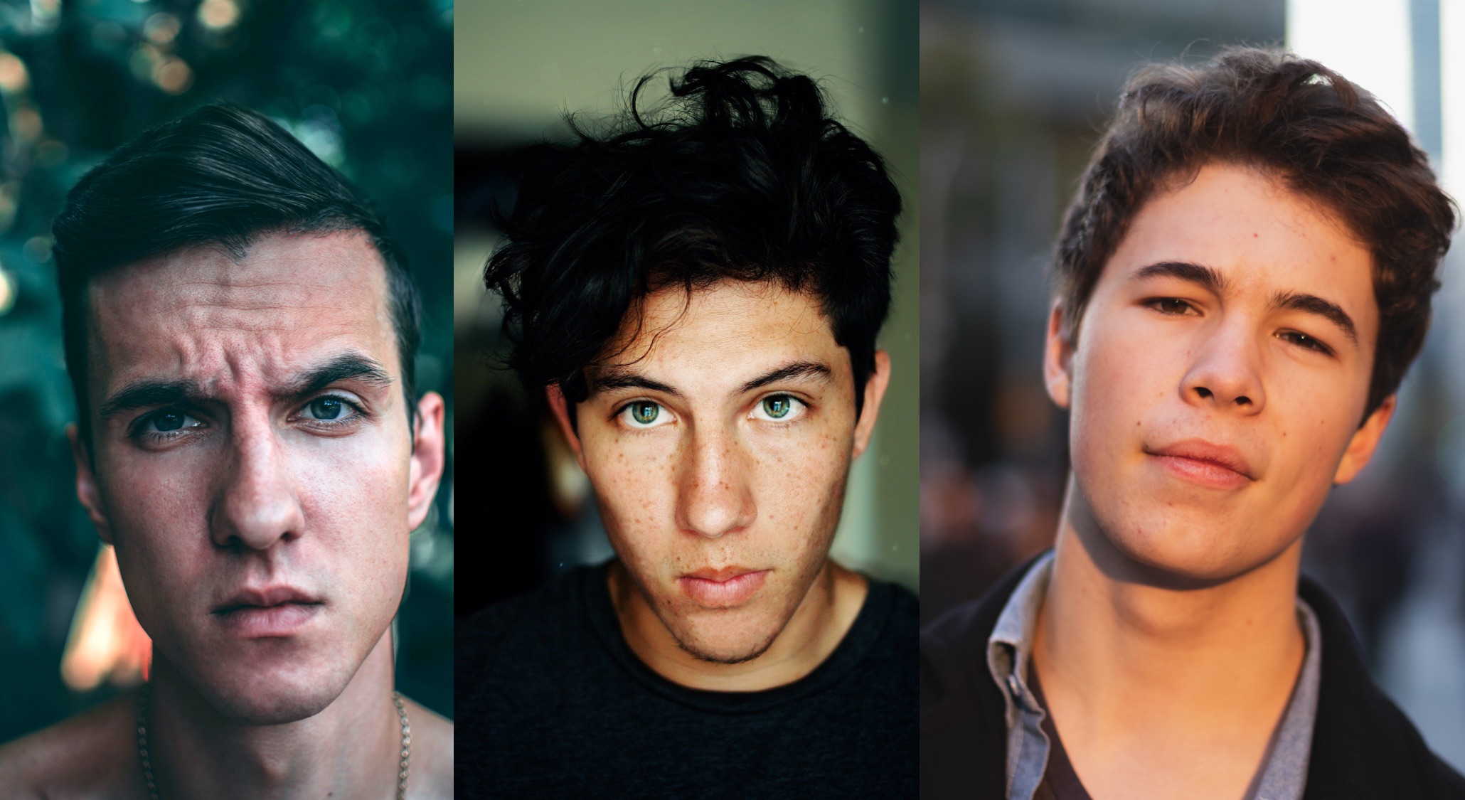 Gesichtsanalyse: Drei Junge Männer mit unterschiedlicher Gesichtsform