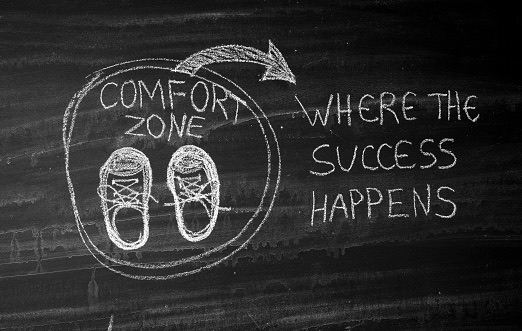 Kreidetafel: Success happens out of your comfort zone